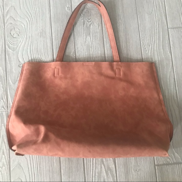 STREET LEVEL Suede Shoulder Bag Fully with Single Snap Closure in Red/Brown - Picture 11 of 14